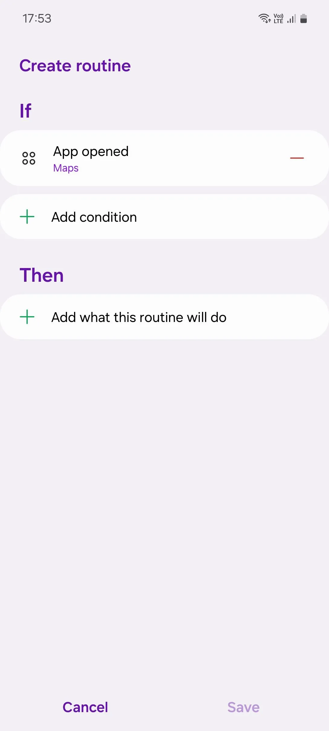 Thiết lập hành động (action) bật định vị trong Routine của Samsung Modes and Routines