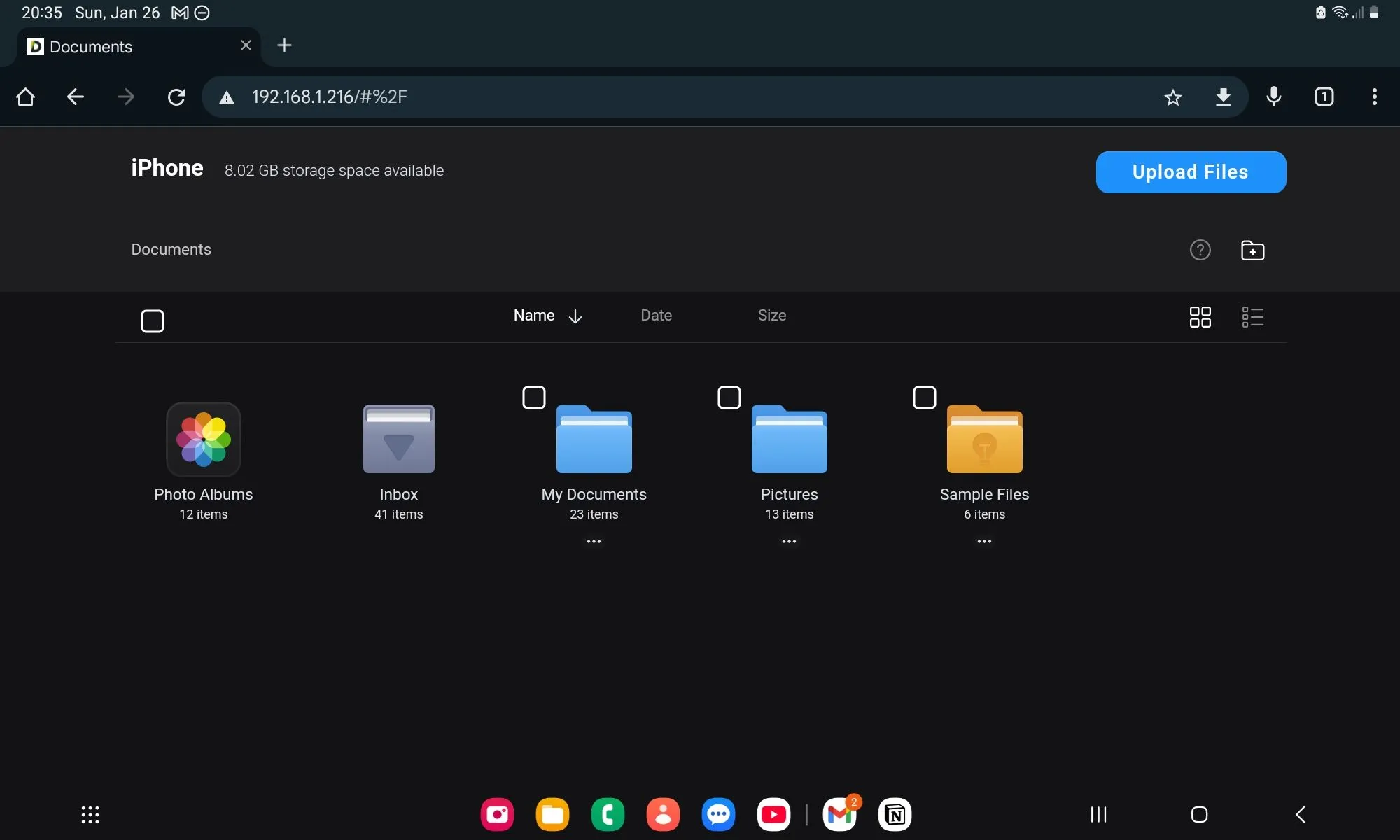 Thiết lập máy chủ WebDAV bằng Documents trên iPhone để chuyển tập tin giữa iPhone và máy tính bảng Android