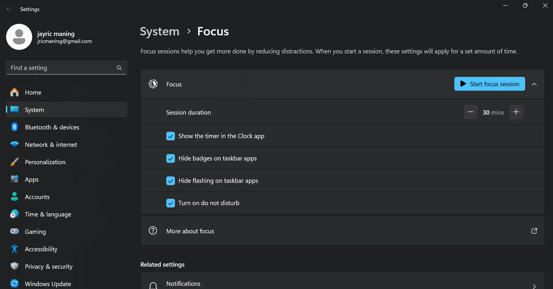 Thiết lập tính năng Focus Assist trên Windows để quản lý thông báo và tập trung