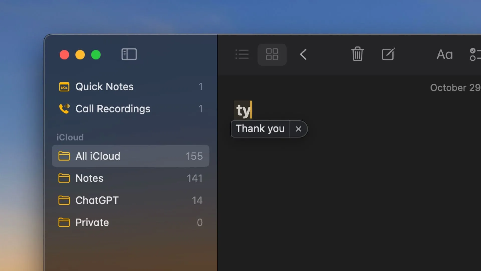 Thiết lập tính năng Thay thế văn bản (Text Replacement) trong Cài đặt hệ thống của macOS, giúp tự động điền các cụm từ thường dùng