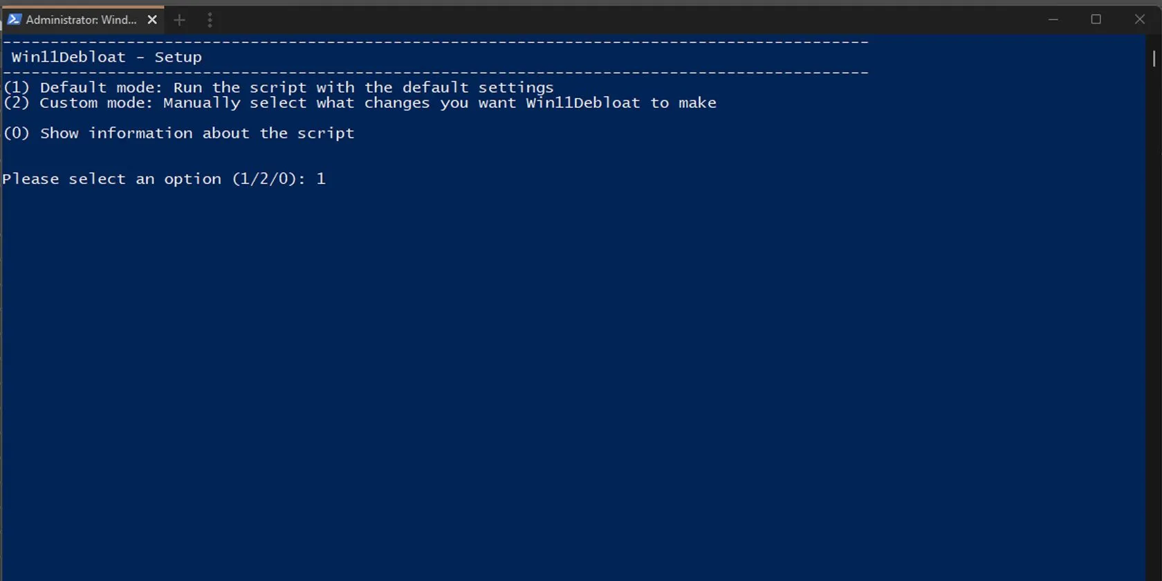 Thiết lập Win11Debloat thông qua PowerShell để gỡ bloatware trên Windows 11