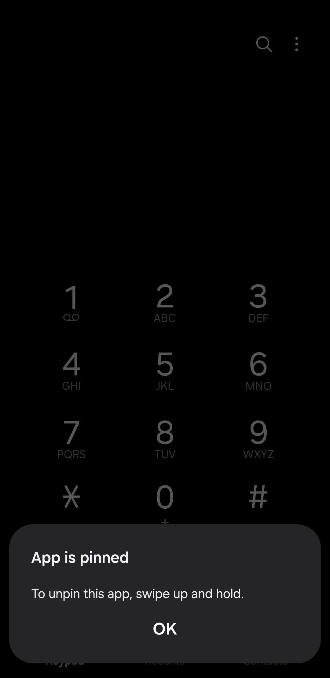 Thông báo ứng dụng đã được ghì trên điện thoại Android