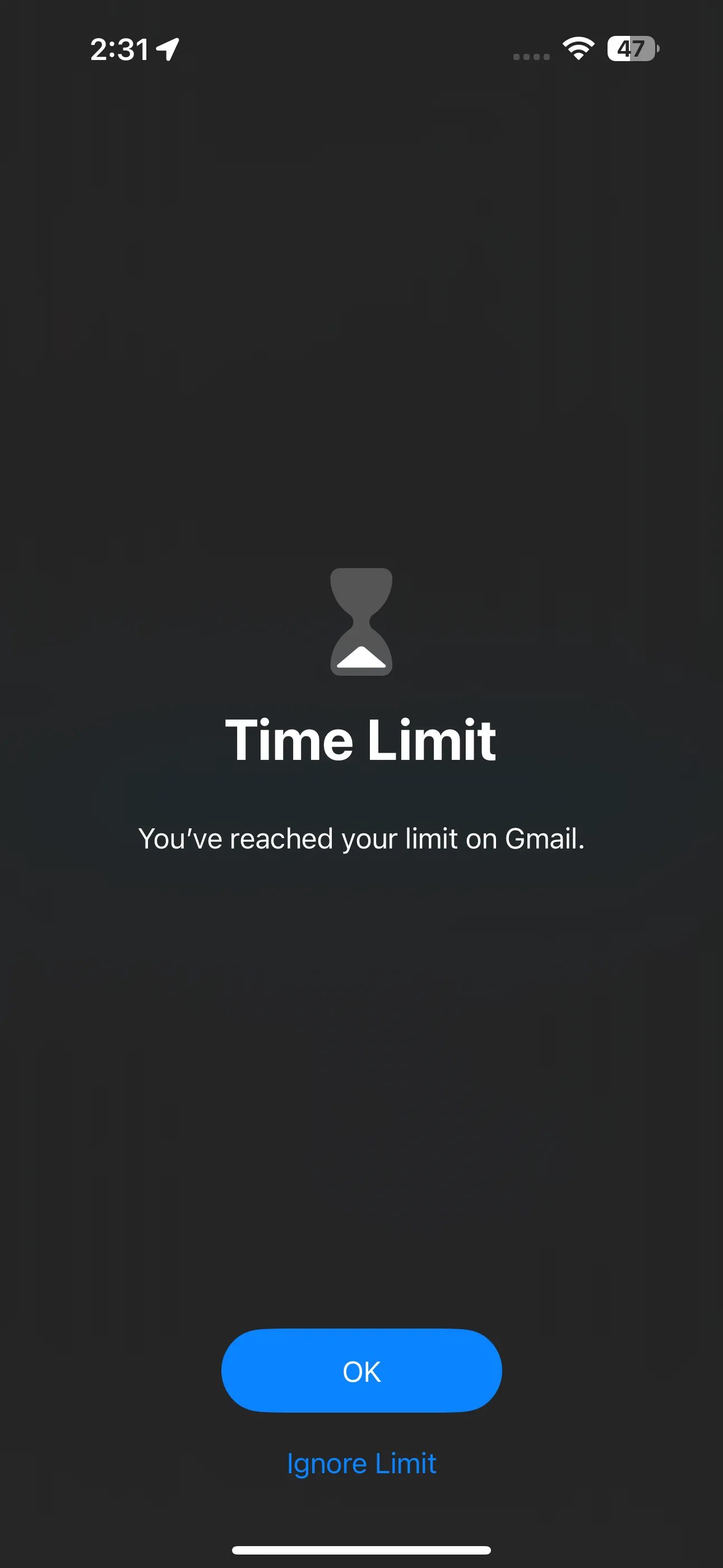 Thông báo 'You've reached your limit' khi vượt quá giới hạn sử dụng ứng dụng trên iPhone