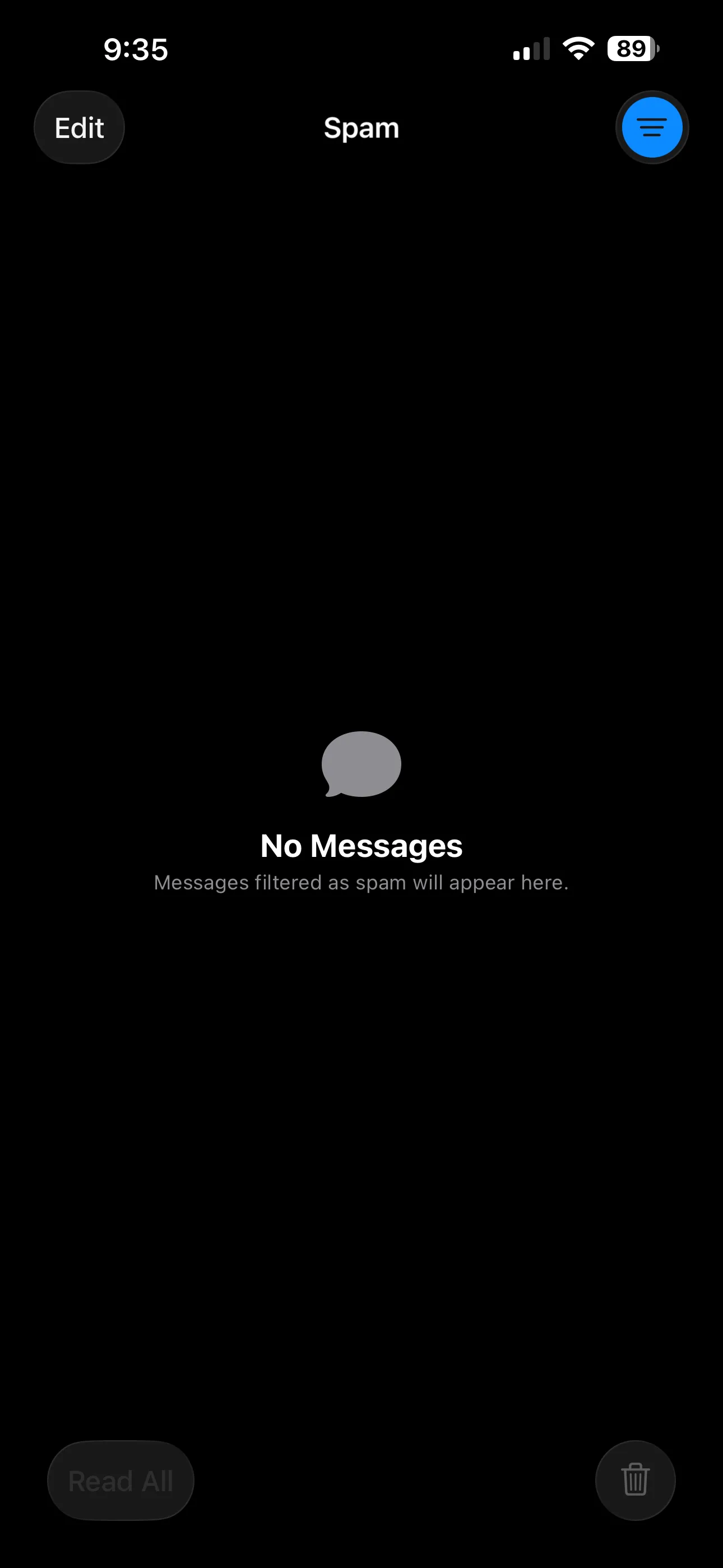 Thư mục tin nhắn spam trong ứng dụng Tin nhắn của iOS 26