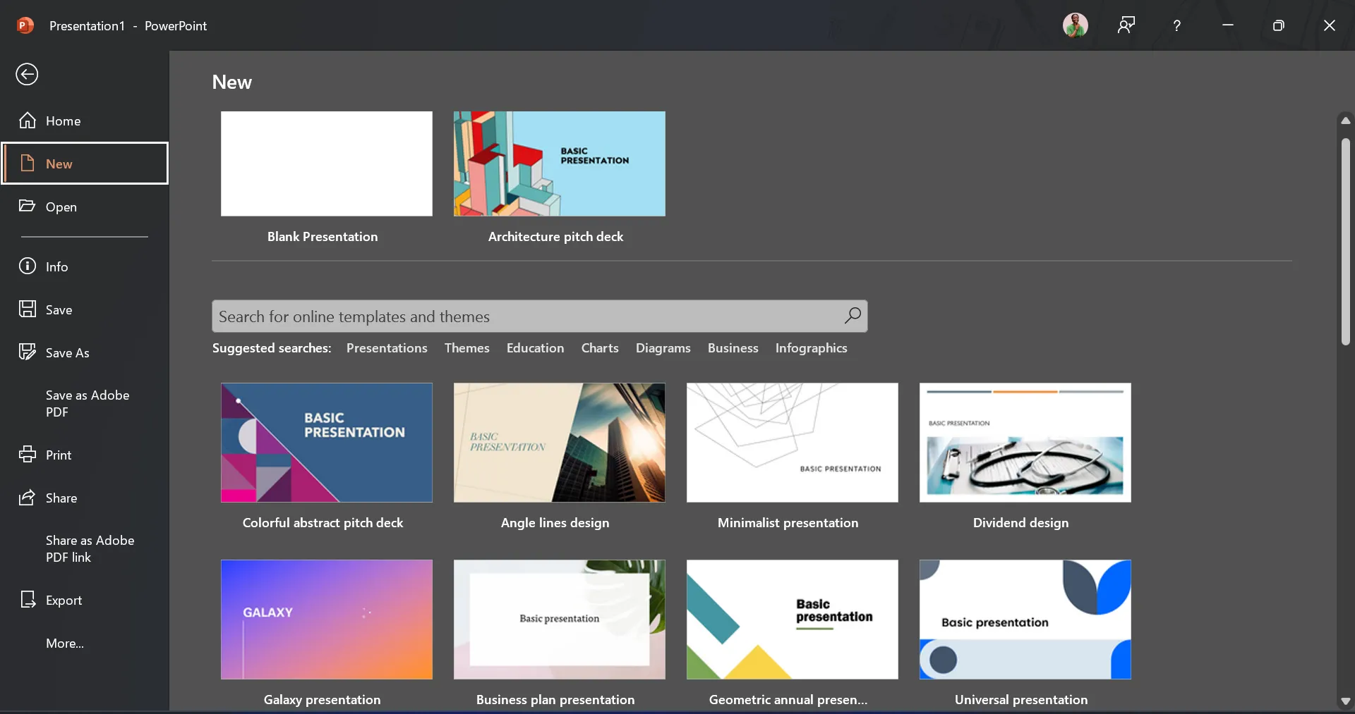 Thư viện mẫu thuyết trình khổng lồ của PowerPoint trên máy tính