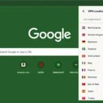 Tiện ích mở rộng VPN trên trình duyệt web, minh họa cho ExpressVPN, biểu tượng lá chắn màu xanh