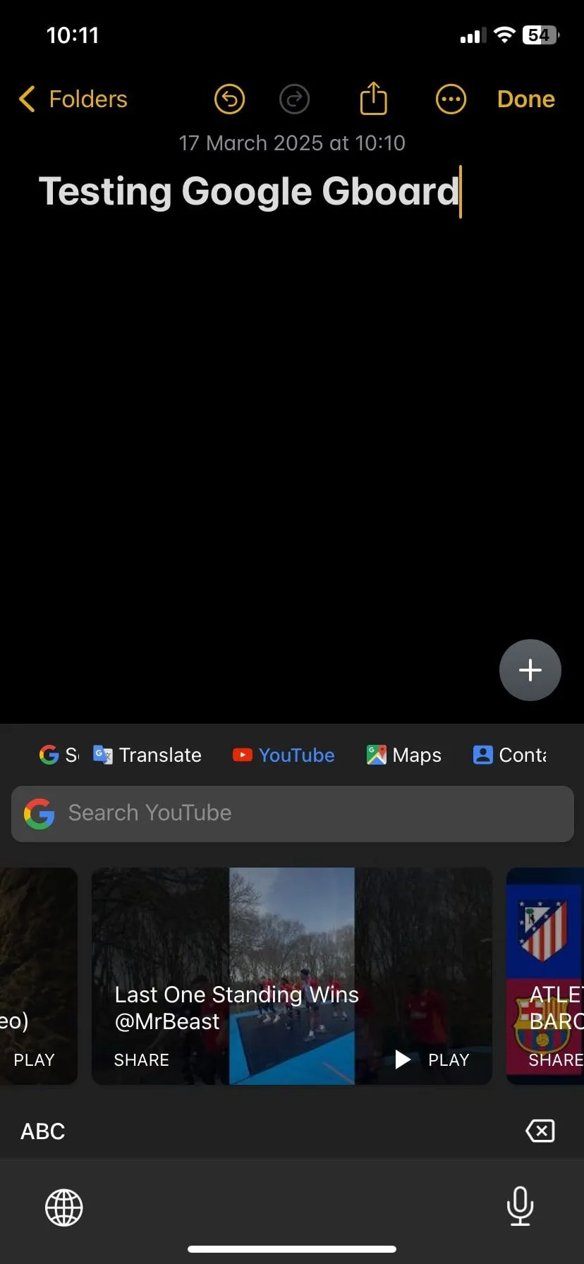Tiện ích mở rộng YouTube hiển thị các video được đề xuất trên Gboard