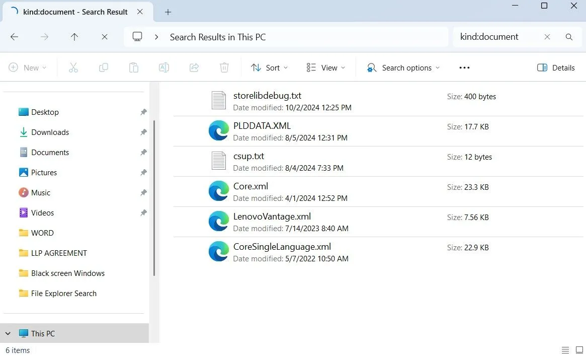 Tìm kiếm tệp tin theo loại trong File Explorer