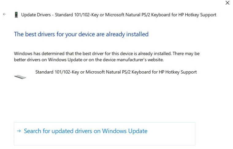 Tìm kiếm và cập nhật driver bàn phím thông qua Windows Update để sửa lỗi lag.