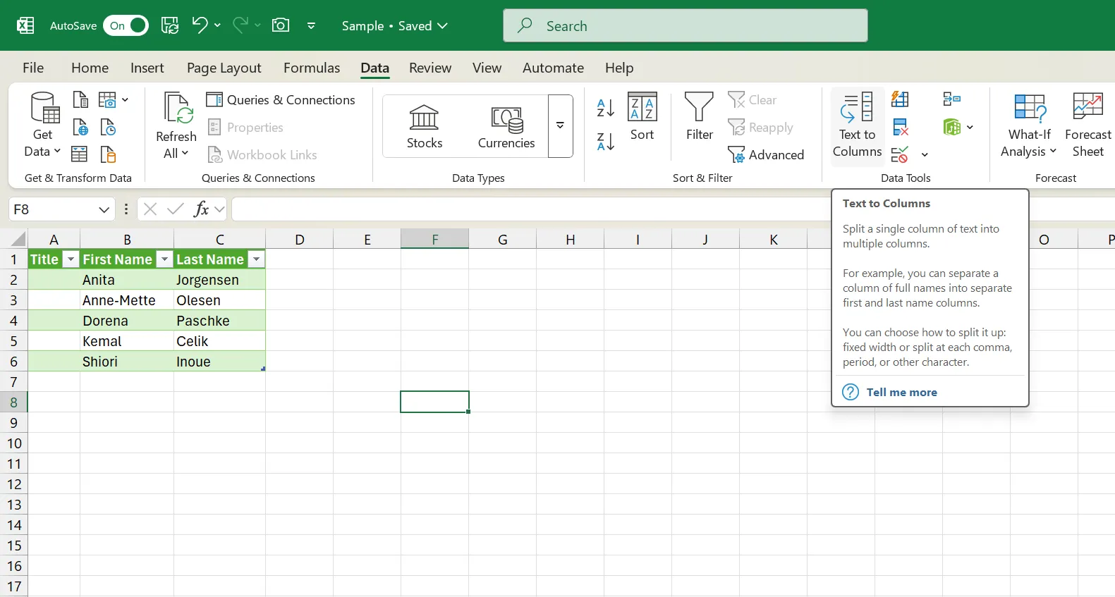 Tính năng Chuyển văn bản thành cột trong Microsoft Office giúp tách dữ liệu