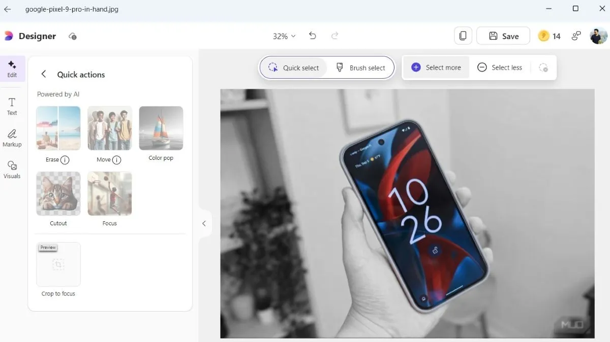 Tính năng Color Pop độc đáo trong Microsoft Designer giúp nổi bật chủ thể ảnh