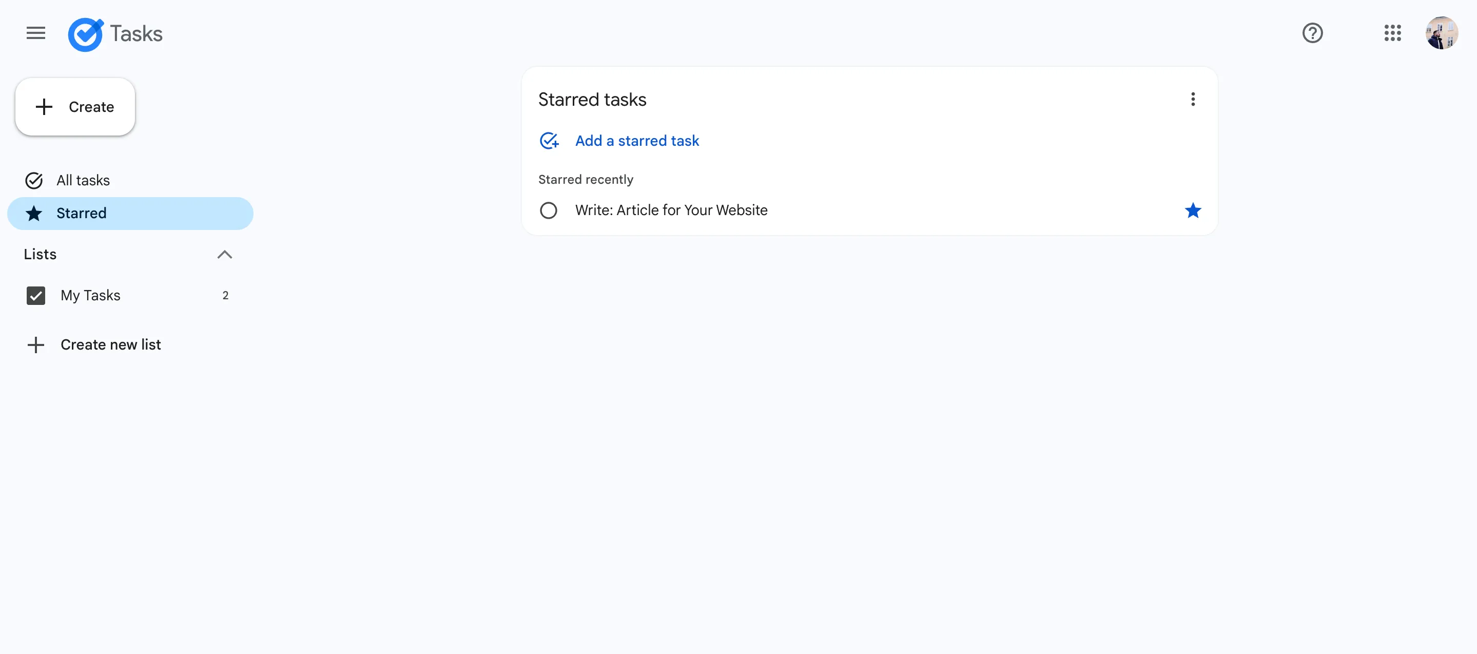 Tính năng đánh dấu &quot;Starred&quot; quan trọng trong ứng dụng Google Tasks, vượt trội so với Apple Reminders