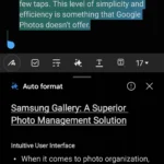 Tính năng định dạng tự động trong ứng dụng Samsung Notes