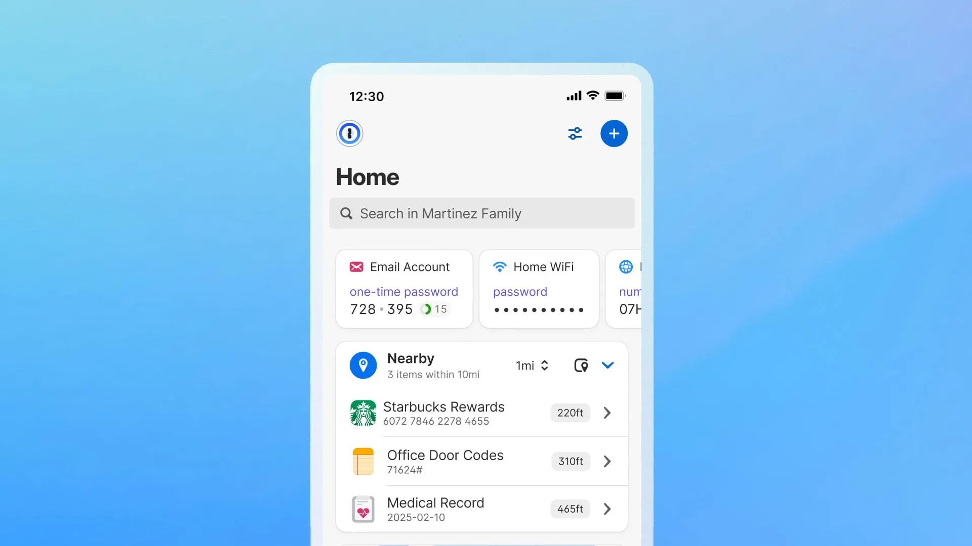 Tính năng hiển thị các mục dựa trên vị trí trong ứng dụng 1Password trên Android
