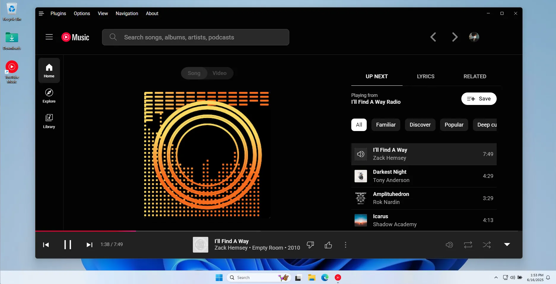 Tính năng hình ảnh trên Custom YouTube Music Desktop