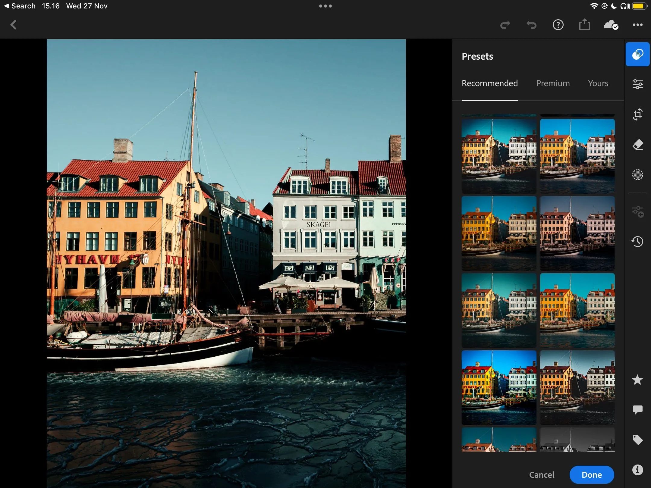 Tính năng Preset đề xuất thông minh trong giao diện Adobe Lightroom