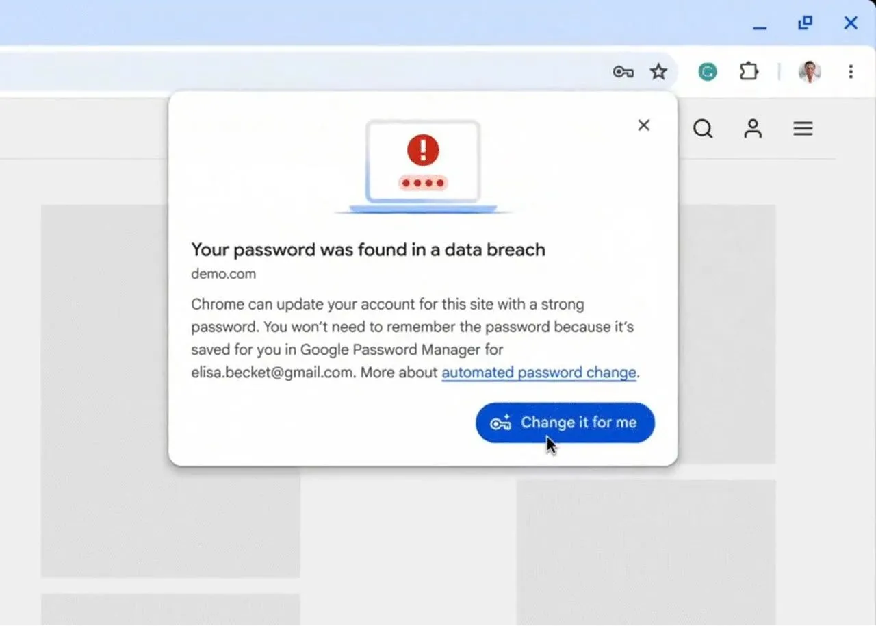 Tính năng tự động đổi mật khẩu yếu trong Google Chrome