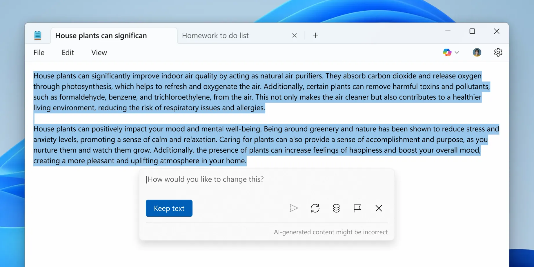 Tính năng Write của Notepad và Copilot