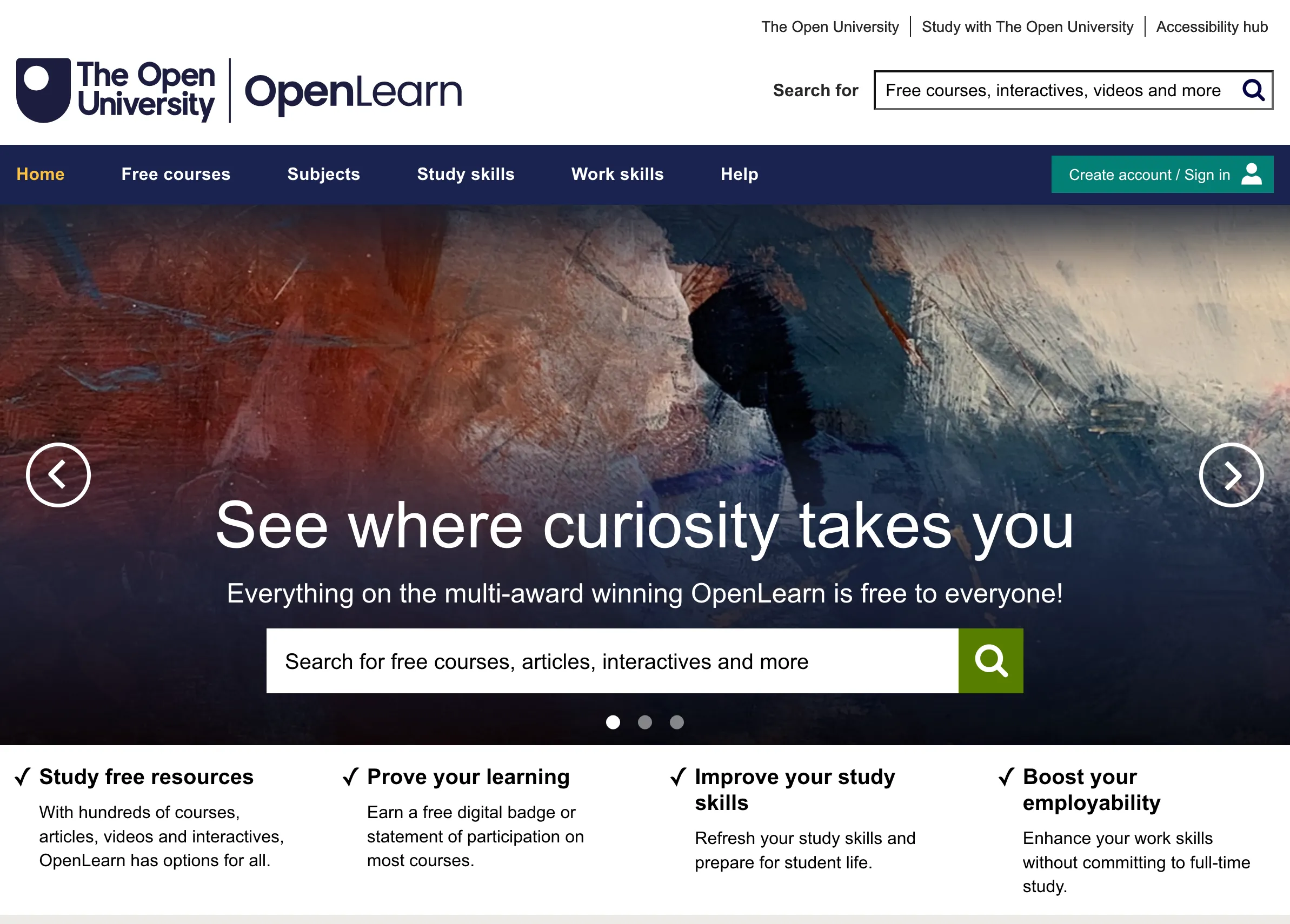 Trang chủ OpenLearn - nền tảng học trực tuyến miễn phí từ Open University