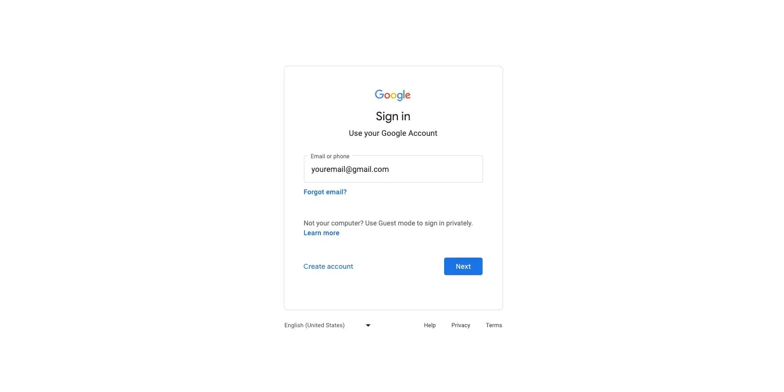Trang đăng nhập tài khoản Google an toàn