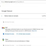 Trang Google Takeout đã chọn tùy chọn Thư để xuất dữ liệu Gmail