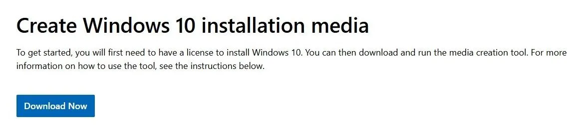 Trang tải công cụ Media Creation Tool cho Windows 10