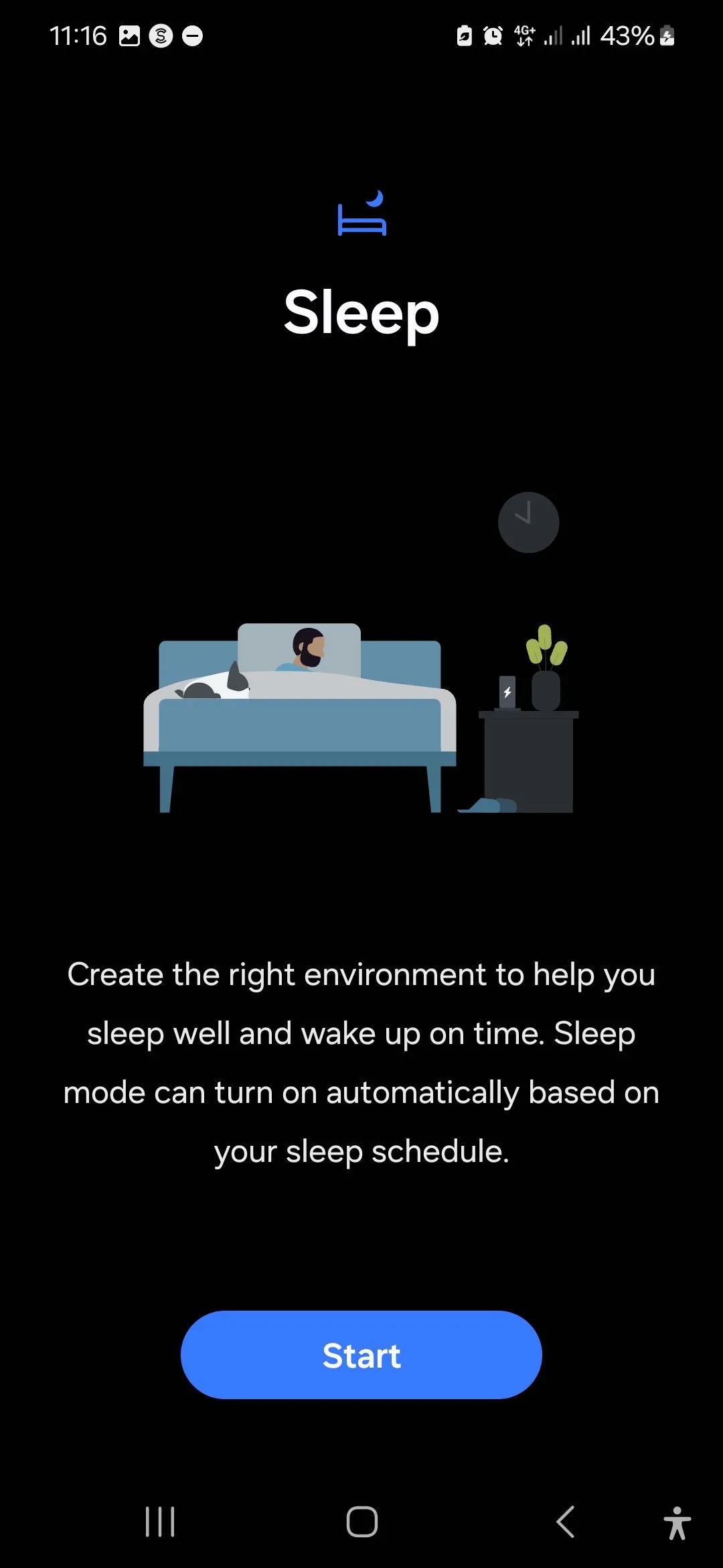 Trang thông tin chi tiết Chế độ Ngủ (Sleep Mode) trong ứng dụng Samsung Modes & Routines.