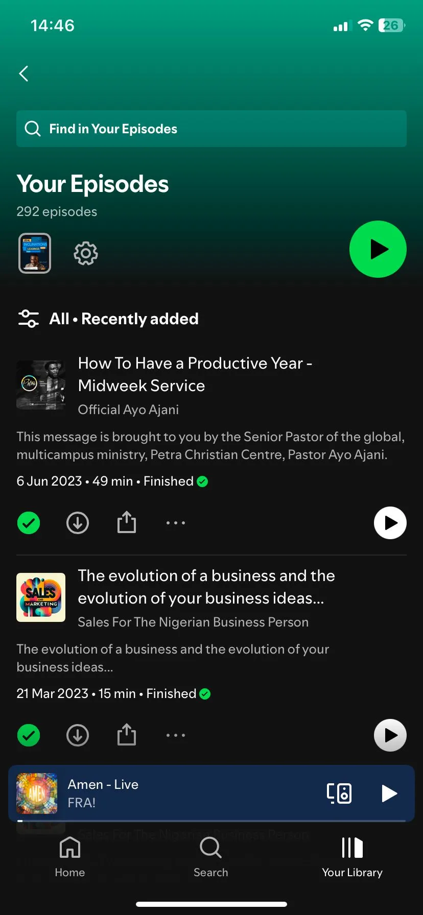 Trang Your Episodes của Spotify