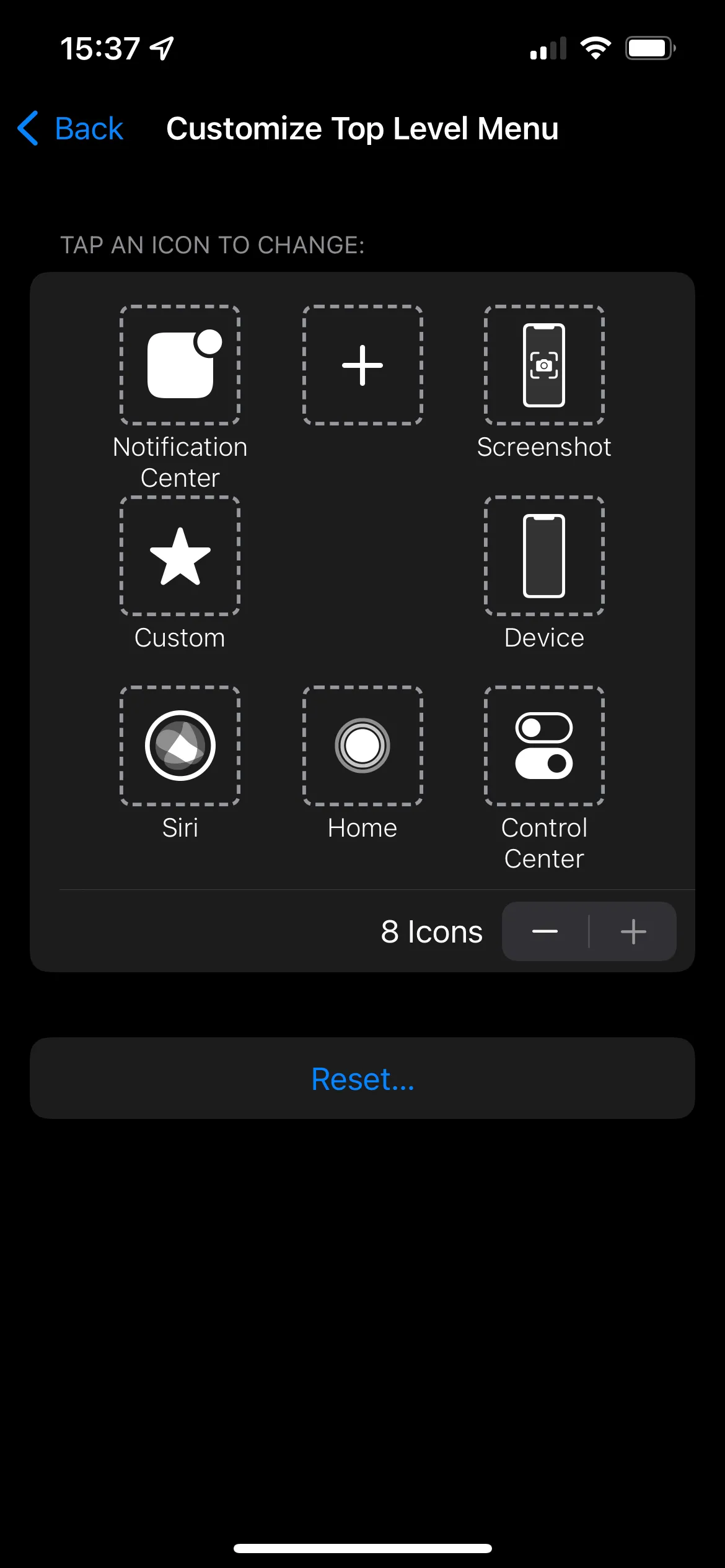 Tùy chỉnh AssistiveTouch để thêm Chụp ảnh màn hình