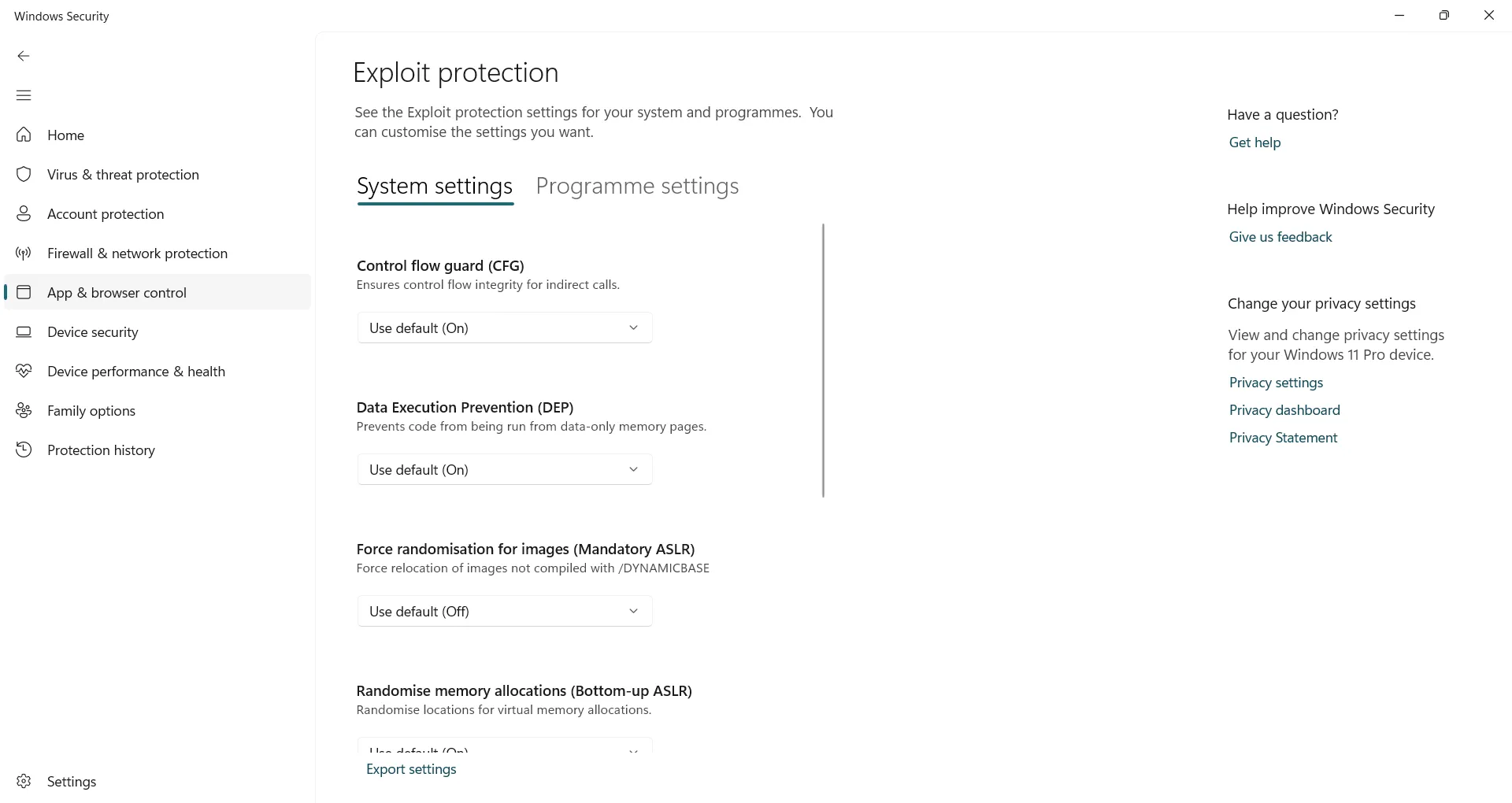 Tùy chỉnh các thiết lập Exploit Protection để bảo vệ chương trình cụ thể trên Windows