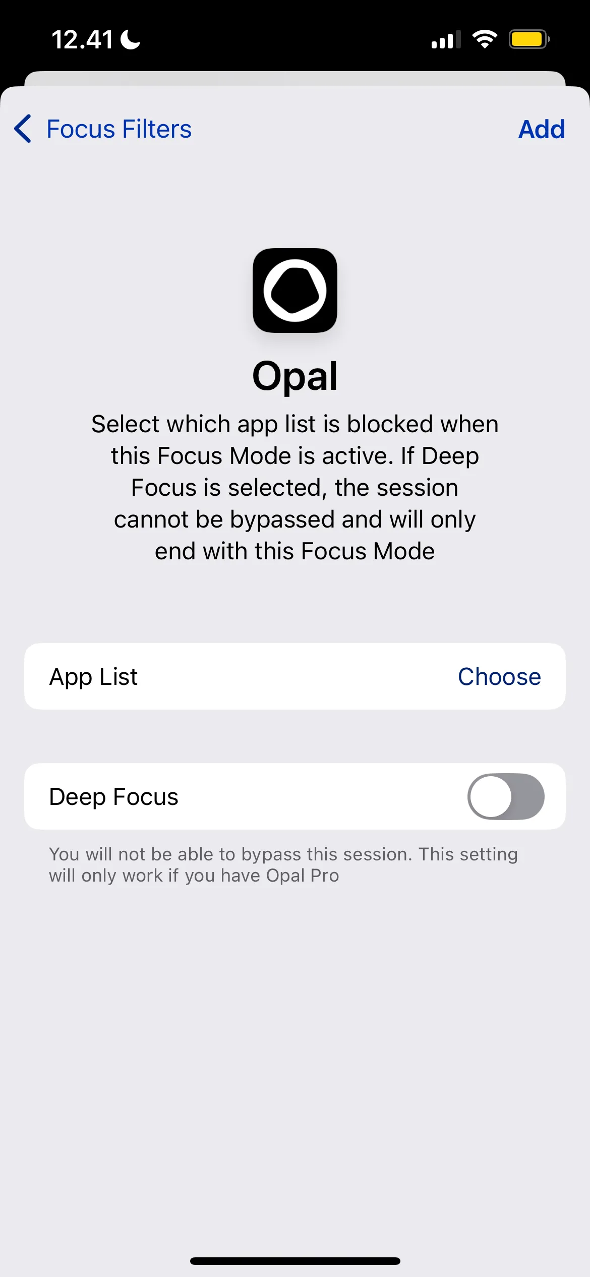 Tùy chỉnh Opal Deep Focus