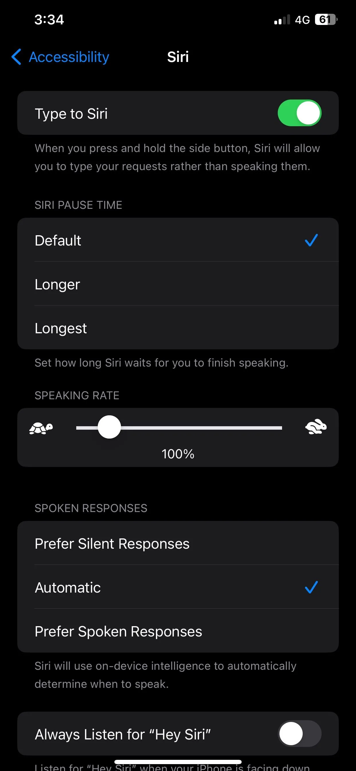 Tùy chọn bật tính năng Gõ cho Siri (Type to Siri) trong cài đặt Trợ năng của iPhone.