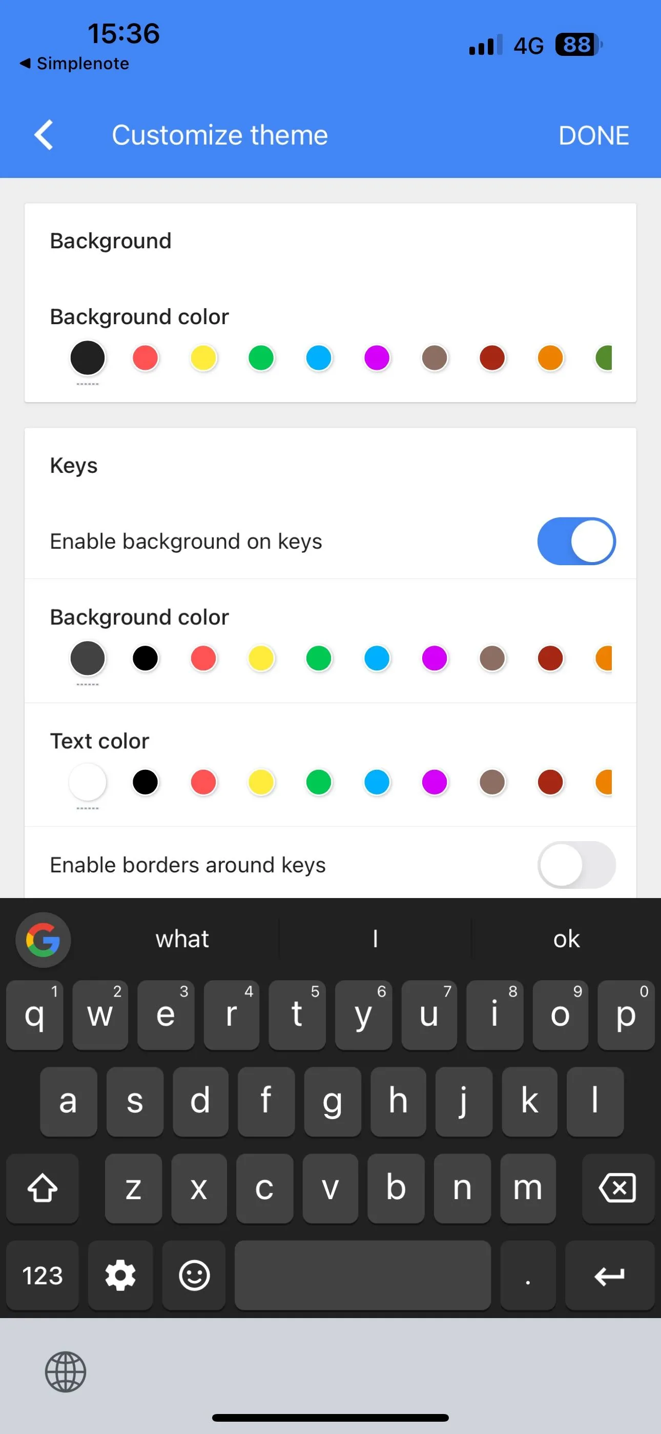 Tùy chọn cài đặt chủ đề bàn phím Gboard trên iPhone, cho phép người dùng cá nhân hóa màu sắc, hình nền và các chi tiết giao diện khác.