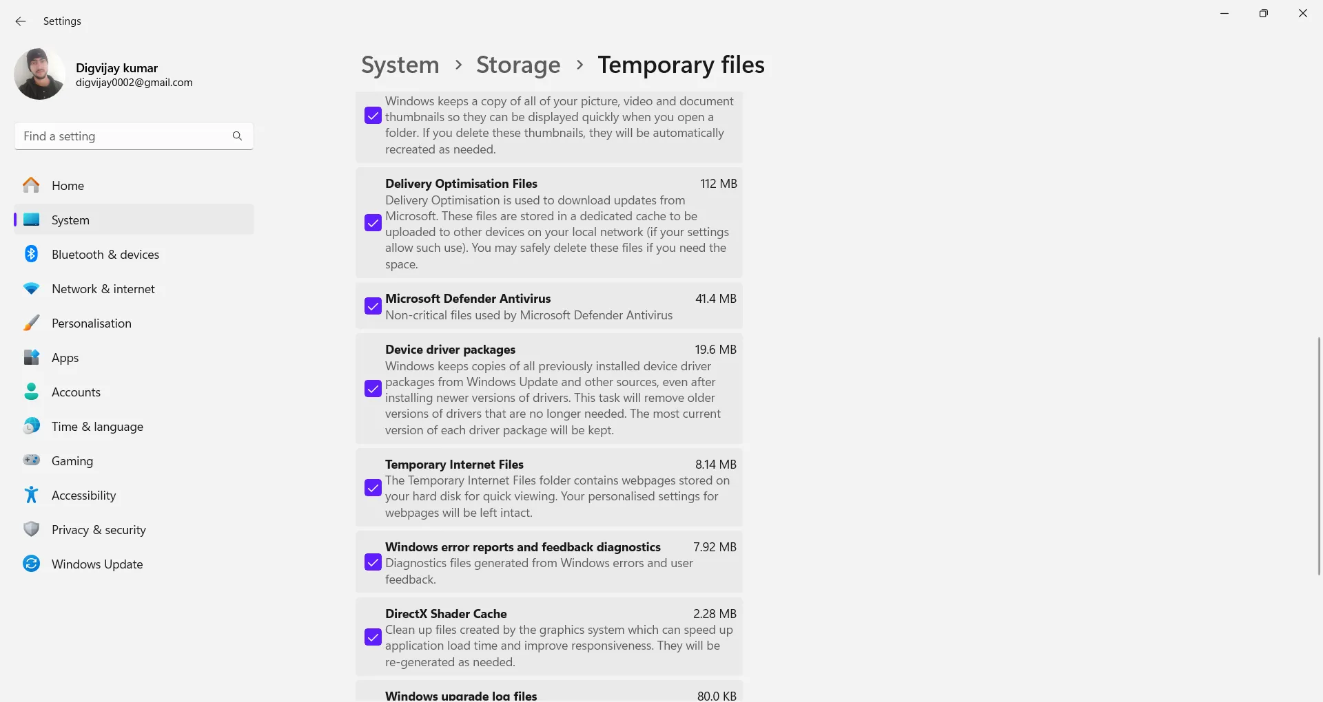 Tùy chọn 'Delivery Optimization Files' trong phần 'Temporary files' của Cài đặt Windows để xóa.