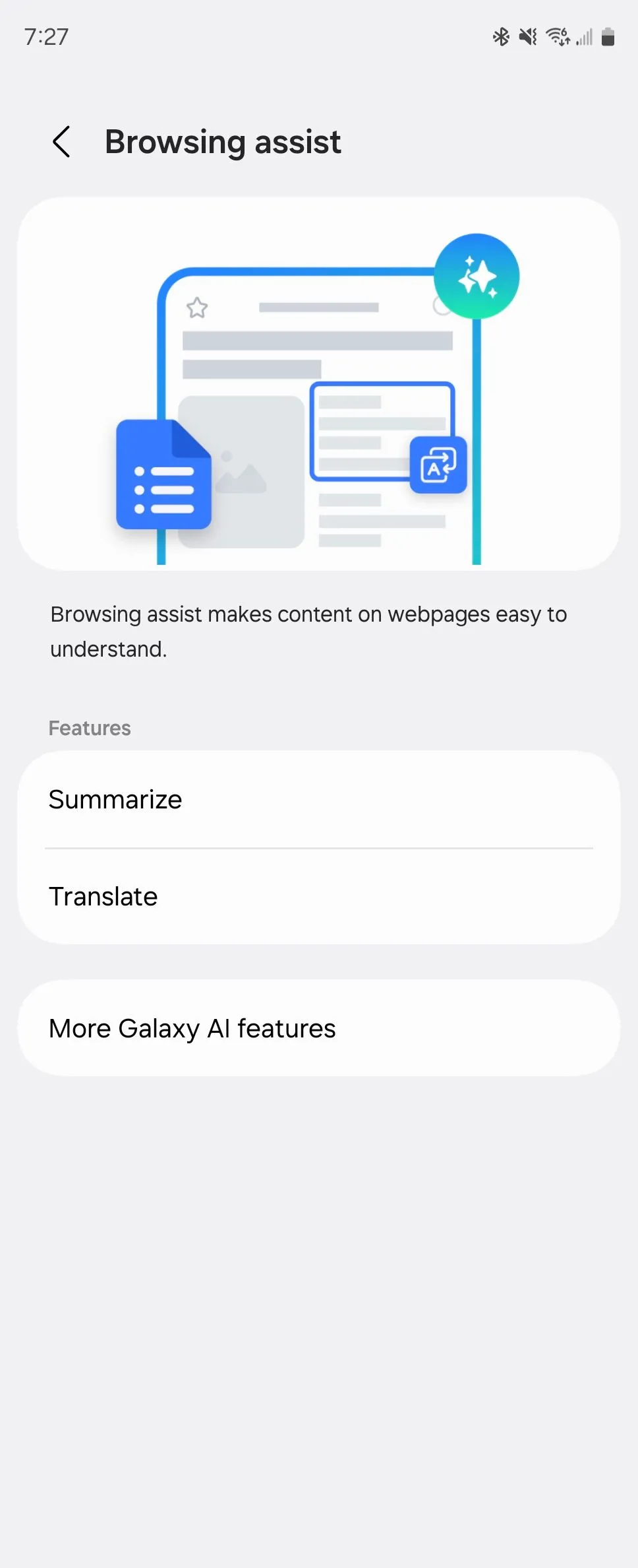 Tùy chọn Hỗ trợ duyệt web (Browsing Assist) trong Galaxy AI giúp tóm tắt nội dung trang web.