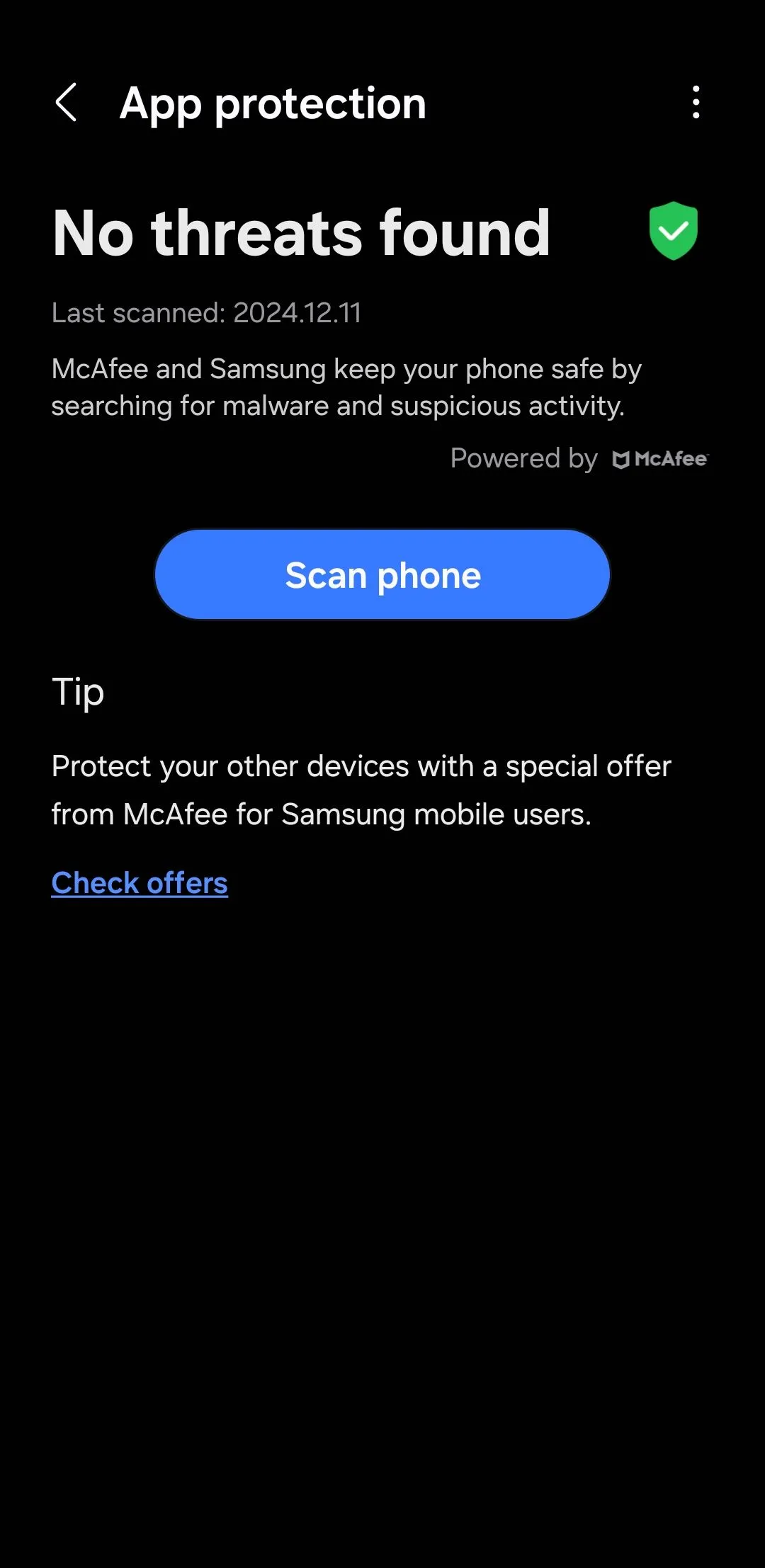 Tùy chọn quét phần mềm độc hại trên điện thoại Android