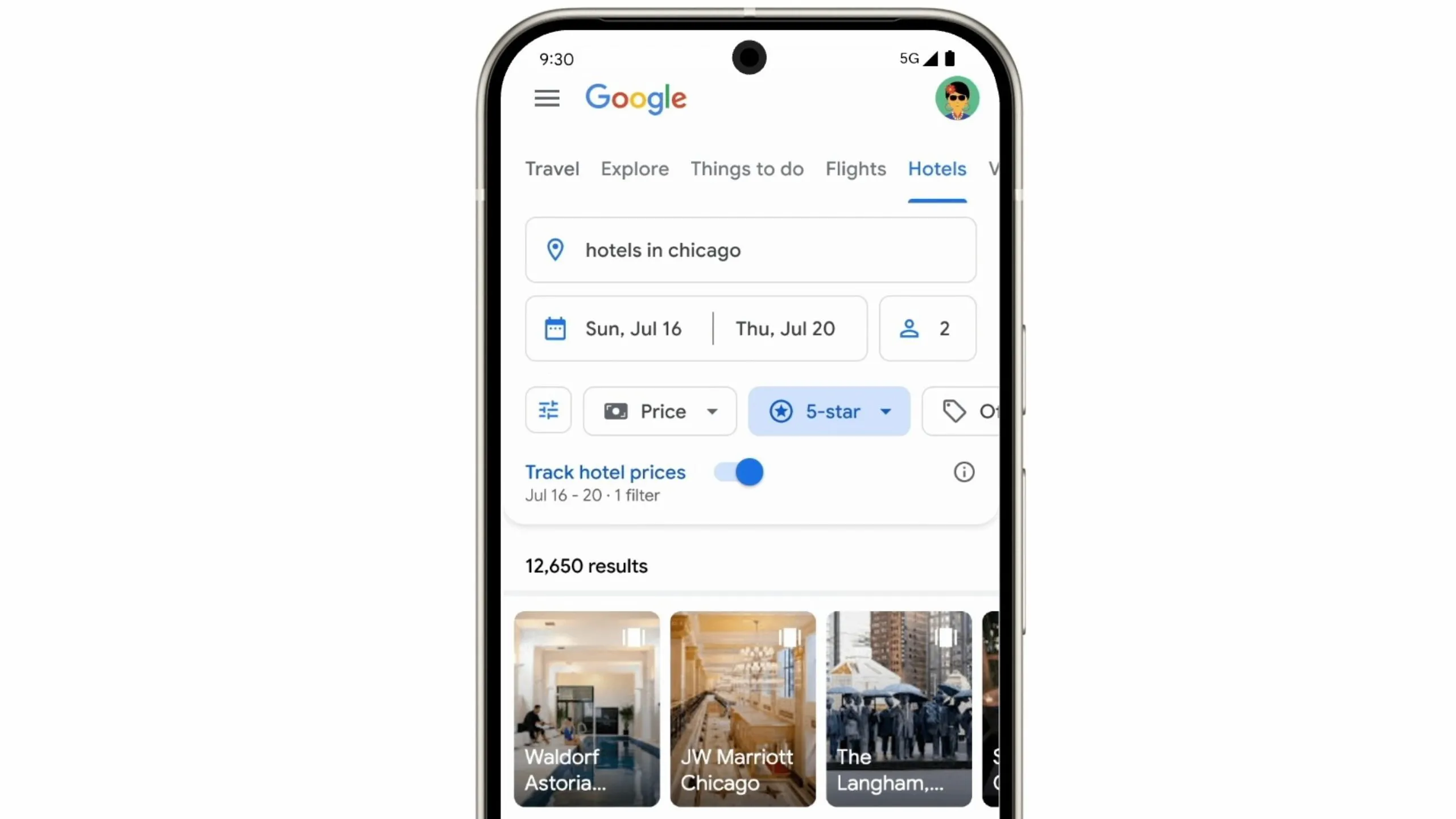 Tùy chọn 'Theo dõi giá khách sạn' mới trong Google Hotels cho phép nhận thông báo khi giá phòng giảm