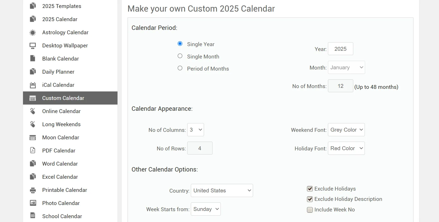 Tùy chọn thiết kế template lịch OneNote tùy chỉnh trên CalendarLabs