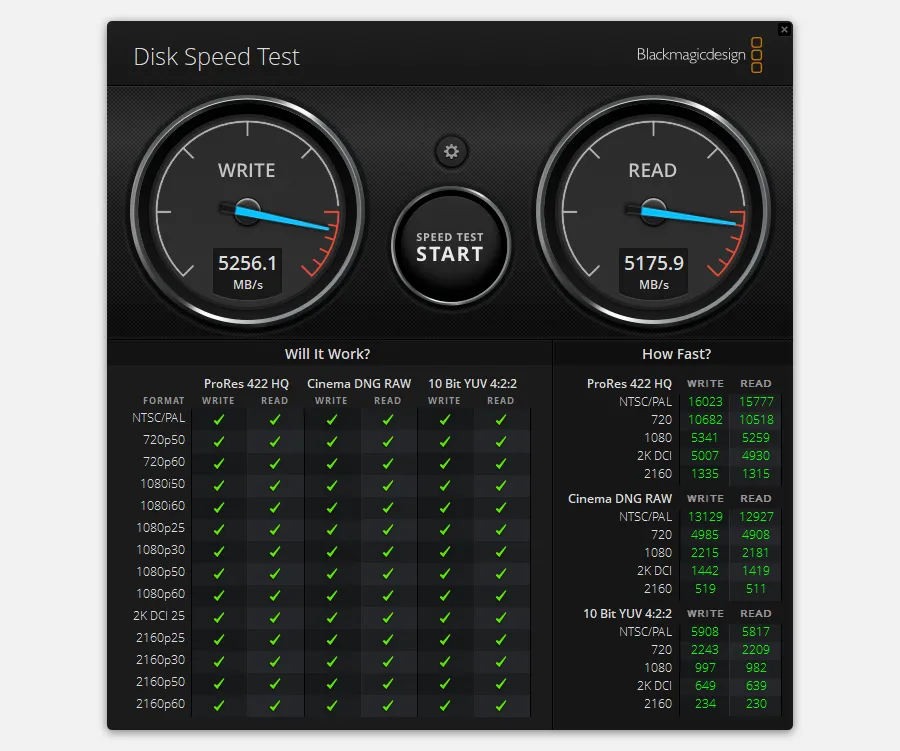 ứng dụng blackmagic disk speed test trên windows