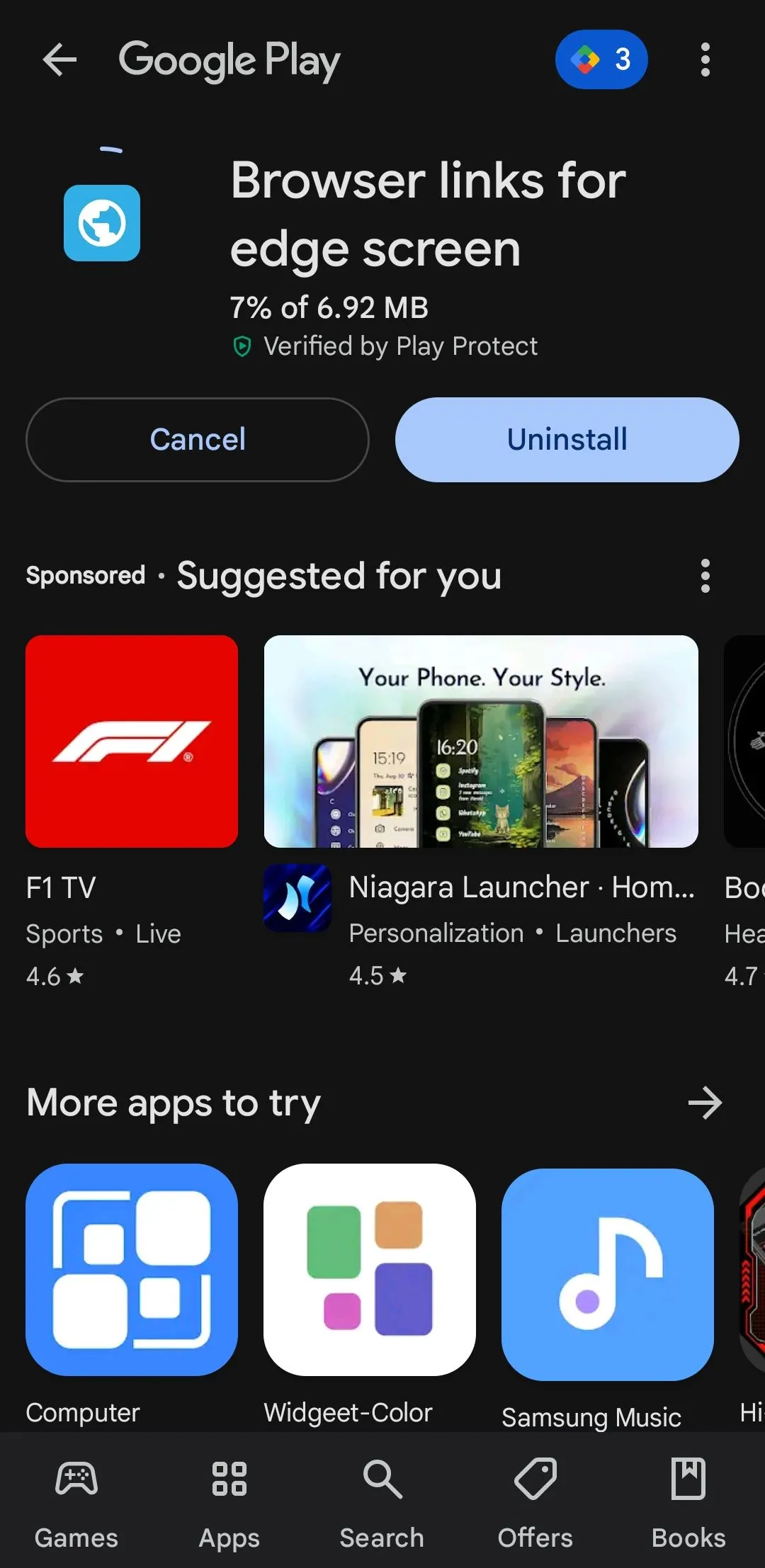 Ứng dụng Browser links for Edge screen trên Play Store