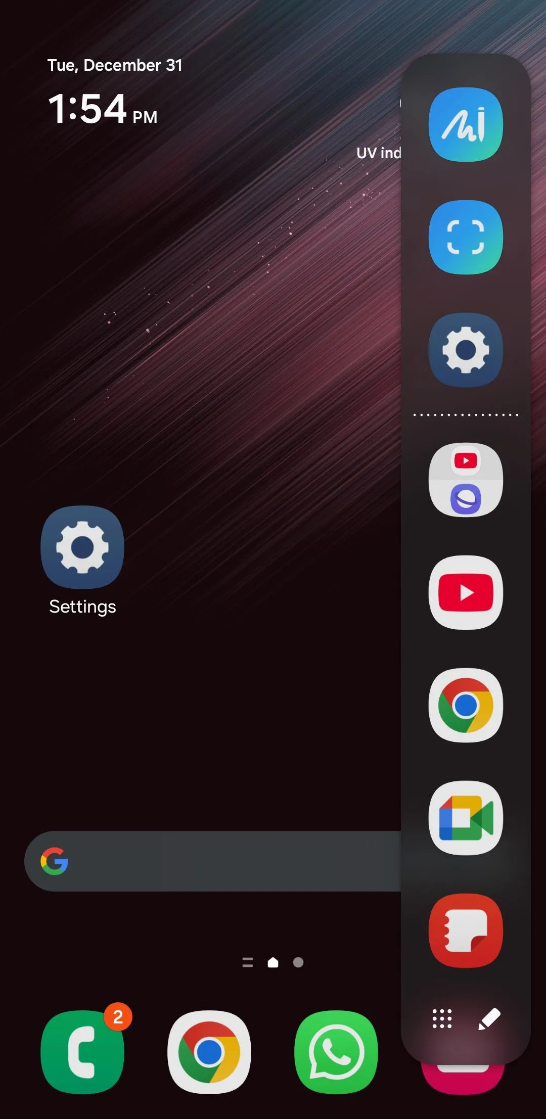 Ứng dụng Samsung Notes trong bảng Edge
