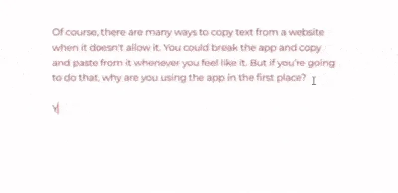 Văn bản dần chuyển sang màu đỏ và mờ đi trong The Most Dangerous Writing App khi người dùng ngừng viết