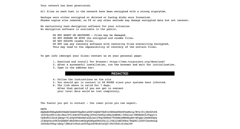 Ví dụ thông báo đòi tiền chuộc (ransomware note) trên máy tính