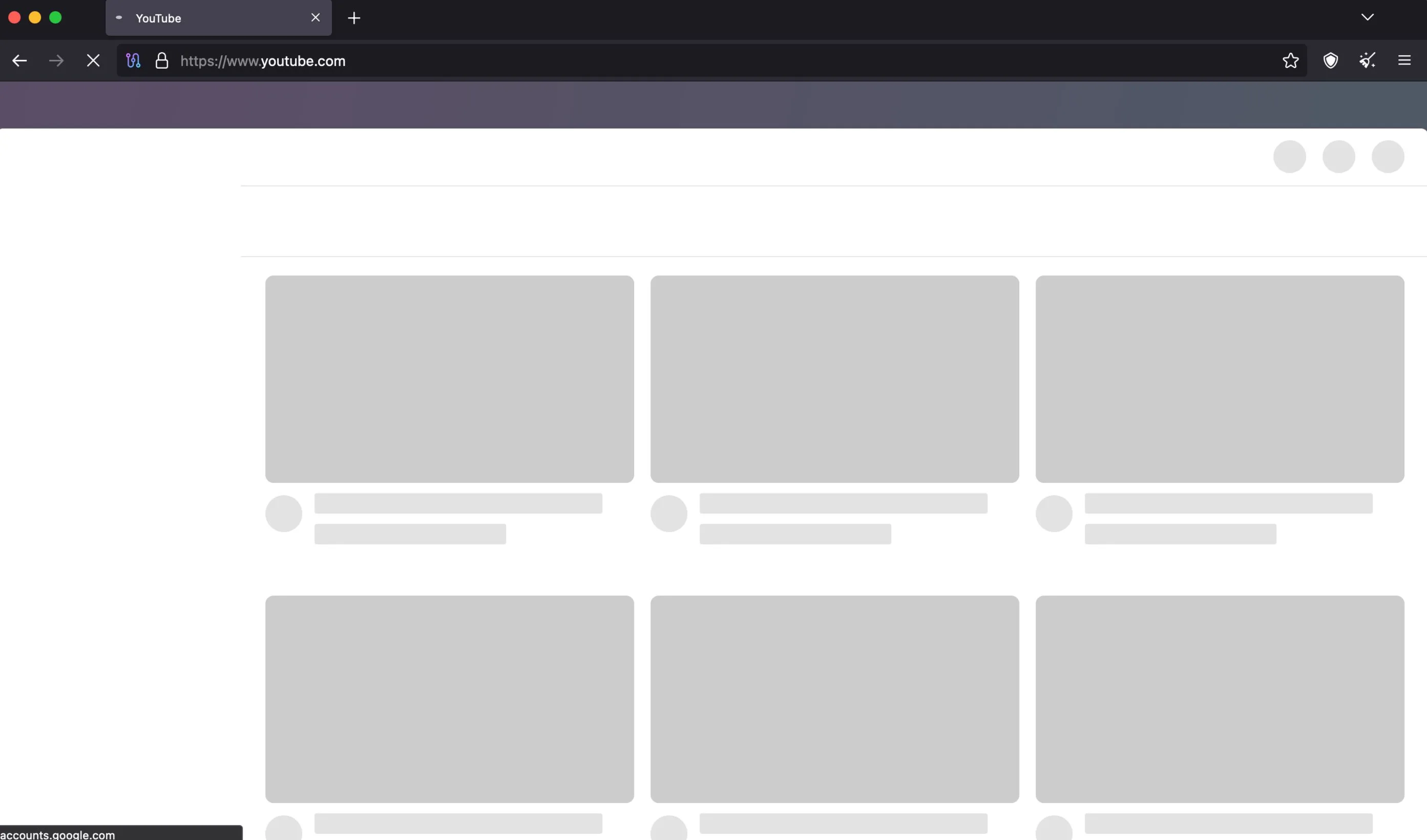 Video YouTube đang tải chậm chạp trên trình duyệt Tor, hiển thị biểu tượng quay vòng loading