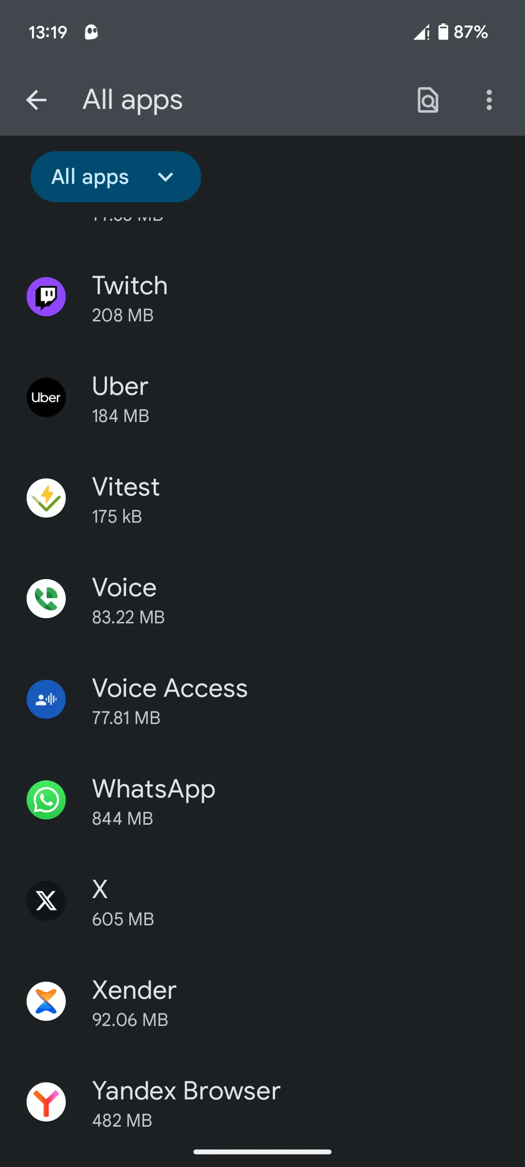 Viewing all installed apps on Android