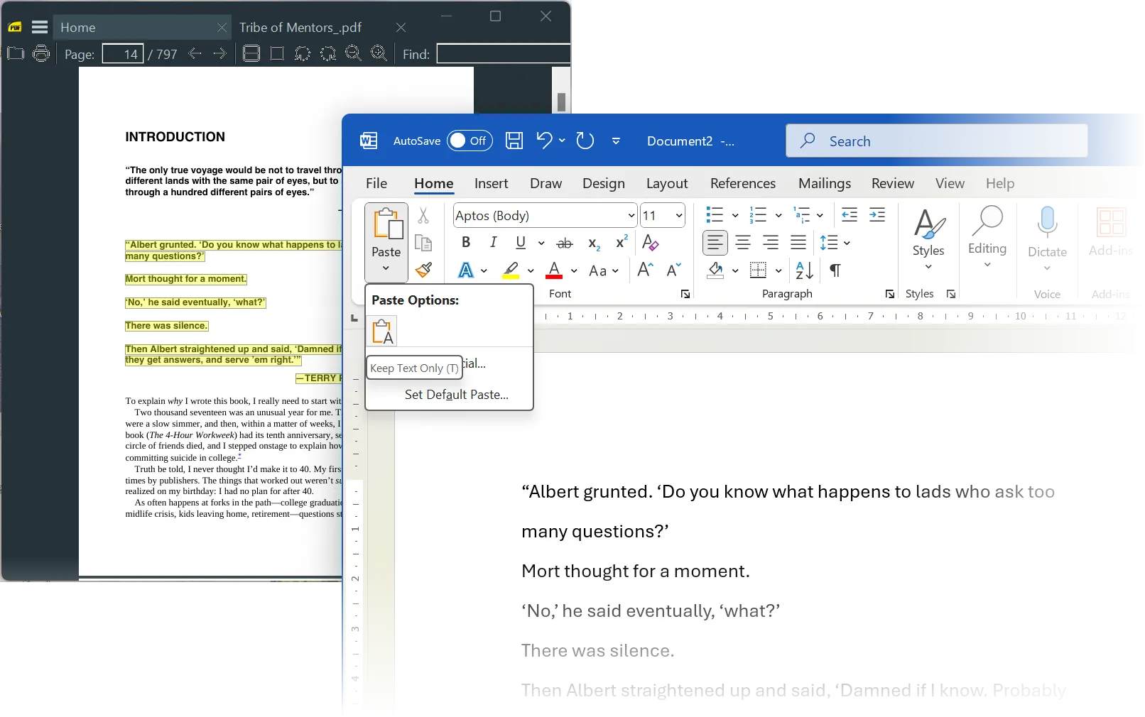 Xem trước tính năng dán chỉ văn bản (Keep Text Only) trong Microsoft Word, giúp loại bỏ mọi định dạng gốc khi sao chép