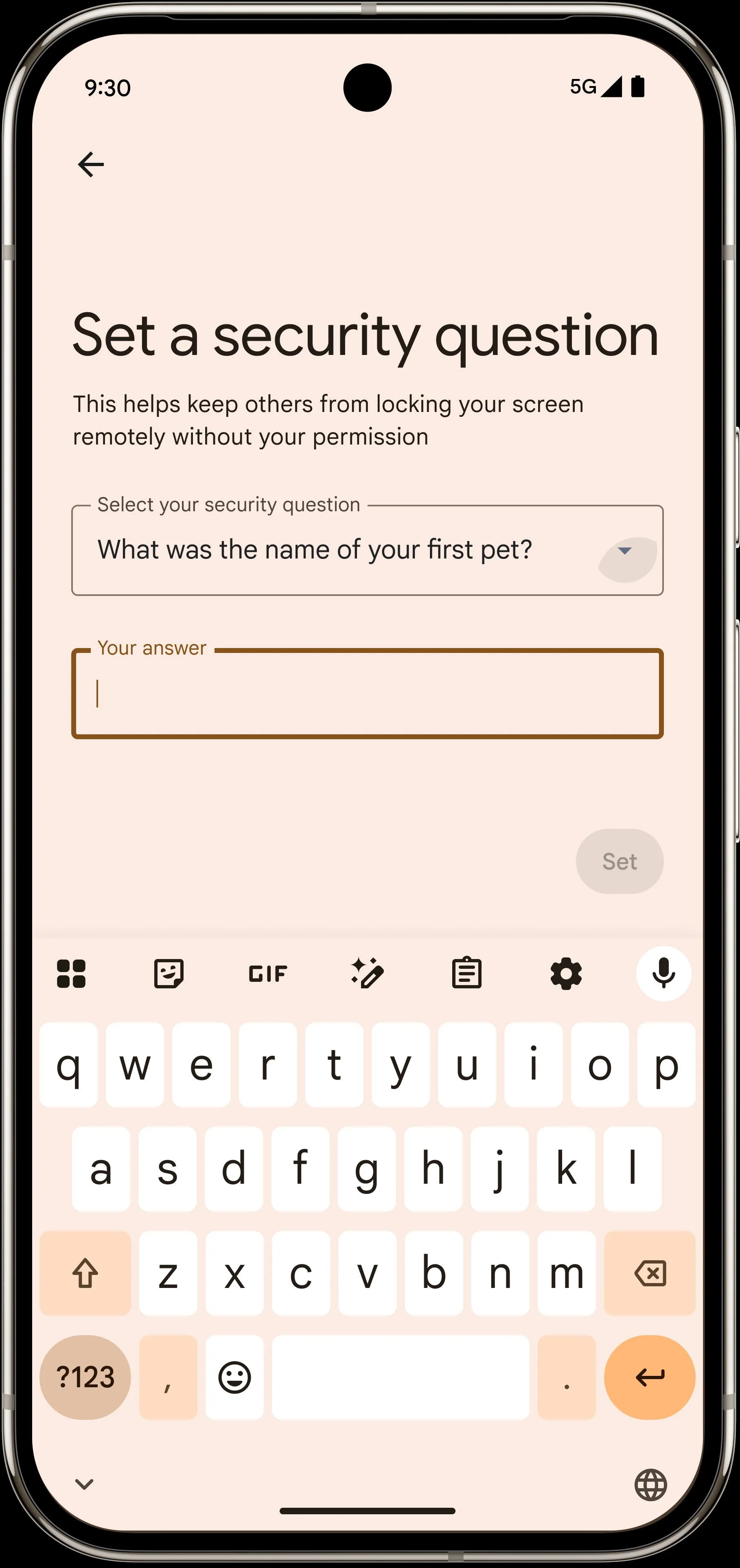 Android Remote Lock security question