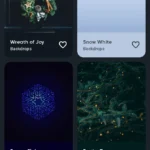 Ảnh chụp màn hình ứng dụng Backdrops hiển thị các lựa chọn hình nền chủ đề Giáng sinh hiện đại.