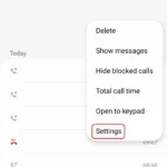Ảnh minh họa tùy chọn mở cài đặt cuộc gọi trong ứng dụng Điện thoại Samsung