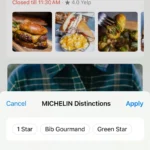 Các tùy chọn bộ lọc Michelin Distinctions cho nhà hàng trên Apple Maps